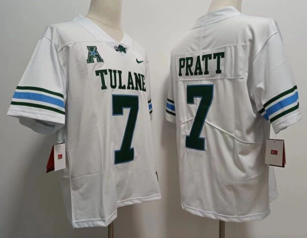 Tulane Green Wave 7 Michael Pratt White Men Jersey