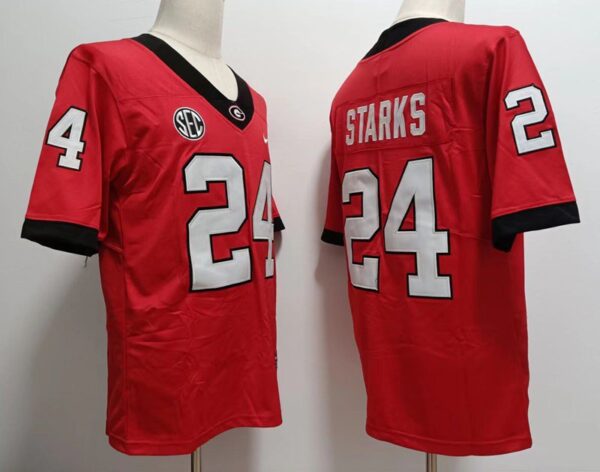 Georgia Bulldogs 24 Malaki Starks Red College Men Jersey