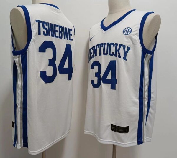 Kentucky Wildcats 34 Oscar Tshiebwe White Men Jersey