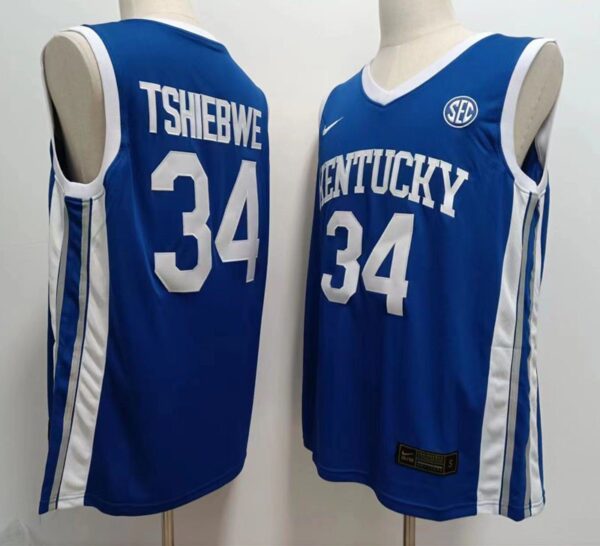 Kentucky Wildcats 34 Oscar Tshiebwe Blue Men Jersey