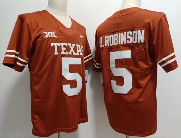 Texas Longhorns 5 Bijan Robinson Orange Men Jersey