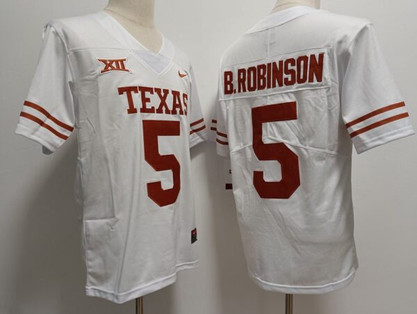 Texas Longhorns 5 Bijan Robinson White Men Jersey