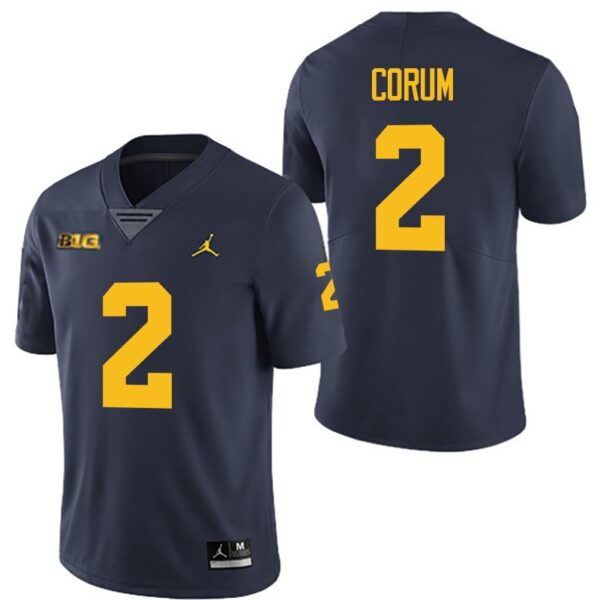 Michigan Wolverines 2 Blake Corum Navy Stitched Men's Jersey