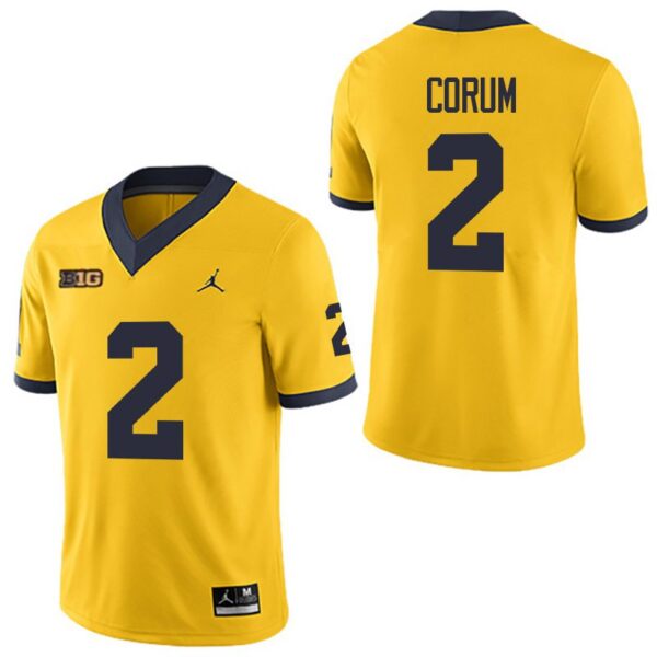 Michigan Wolverines 2 Blake Corum Yellow Stitched Men's Jersey