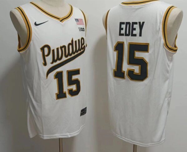 Purdue Boilermakers 15 Zach Edey White Stitched Men Jersey