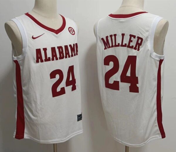 Alabama Crimson Tide 24 Brandon Miller White Stitched Men Jersey