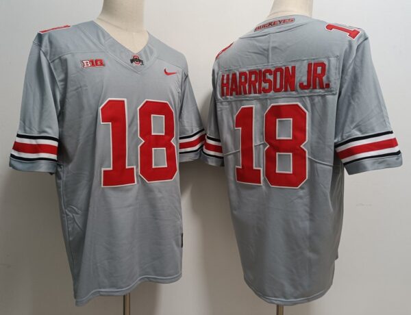 Buckeyes 18 Marvin Harrison JR Gray 2023 Stitched Men Jersey