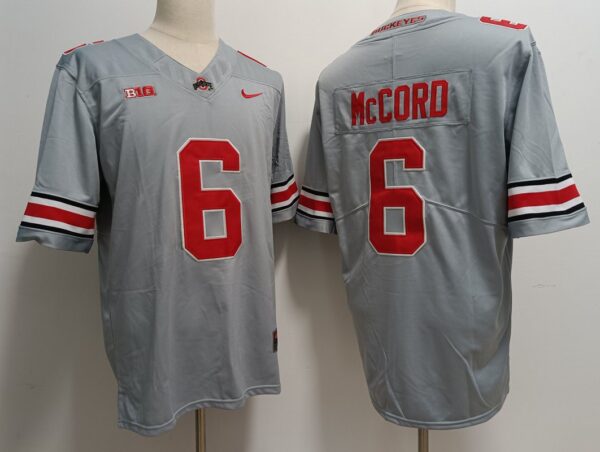 Buckeyes 6 Kyle McCord Grey 2023 Stitched Men Jersey