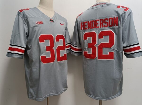 Ohio State Buckeyes 32 TreVeyon Henderson Gray 2023 Stitched Men Jersey