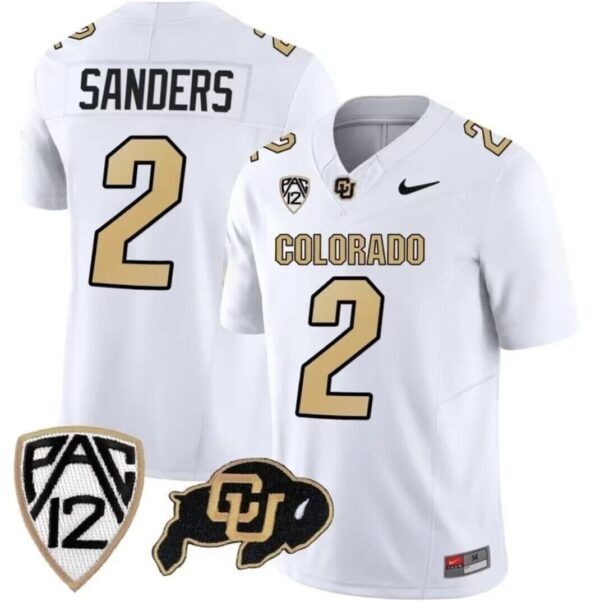 Buffaloes 2 Shedeur Sanders White 2023 Stitched Men Jersey