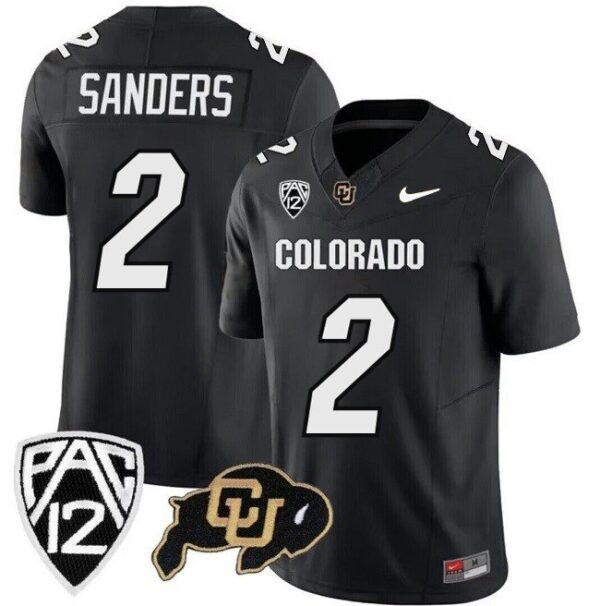 Buffaloes 2 Shedeur Sanders Black 2023 Stitched Men Jersey