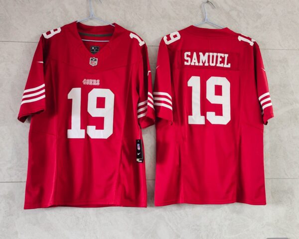49ers 19 Deebo Samuel Red 2023 Stitched Men Jersey