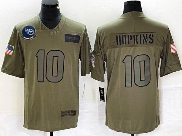 Titans 10 DeAndre Hopkins Olive Stitched Men Jersey