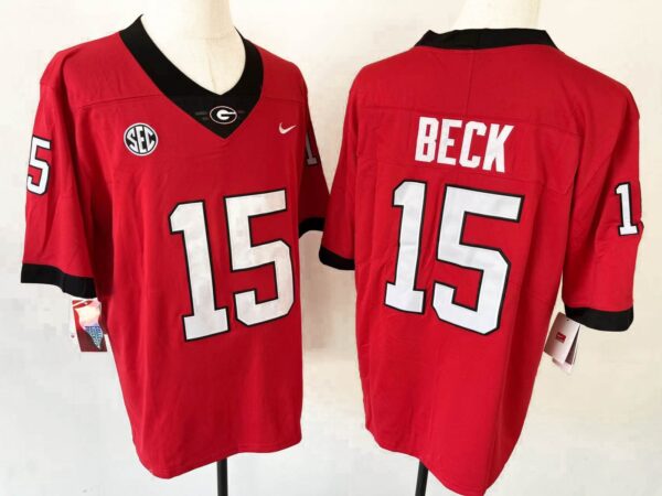 Youth Georgia Bulldogs #15 Carson Beck Red Limited Stitched jersey