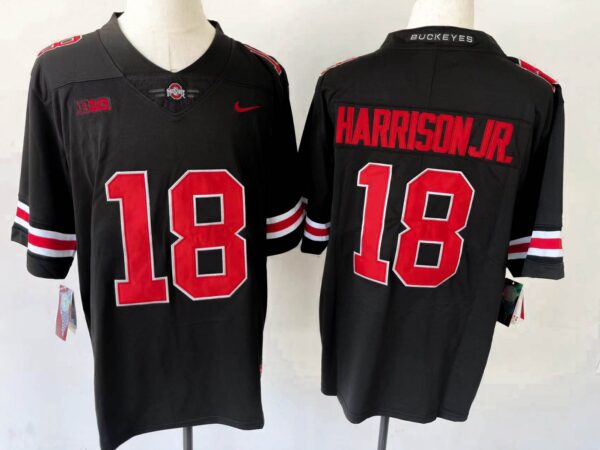 Youth Ohio State Buckeyes 18 marvin harrison jr Blackout Stitched Jersey