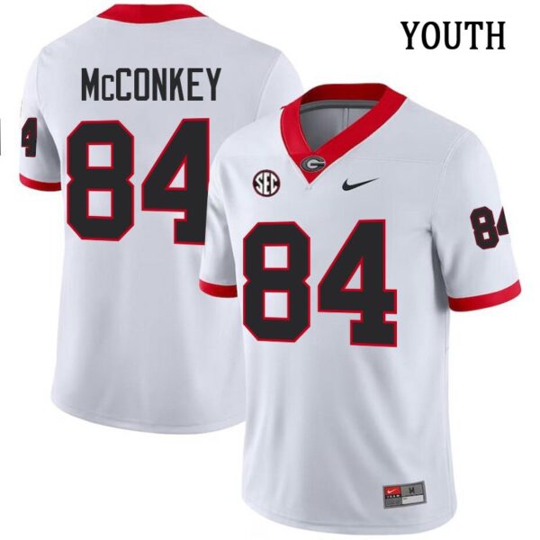 Georgia Bulldogs #84 Ladd McConkey White Stitched Youth jersey