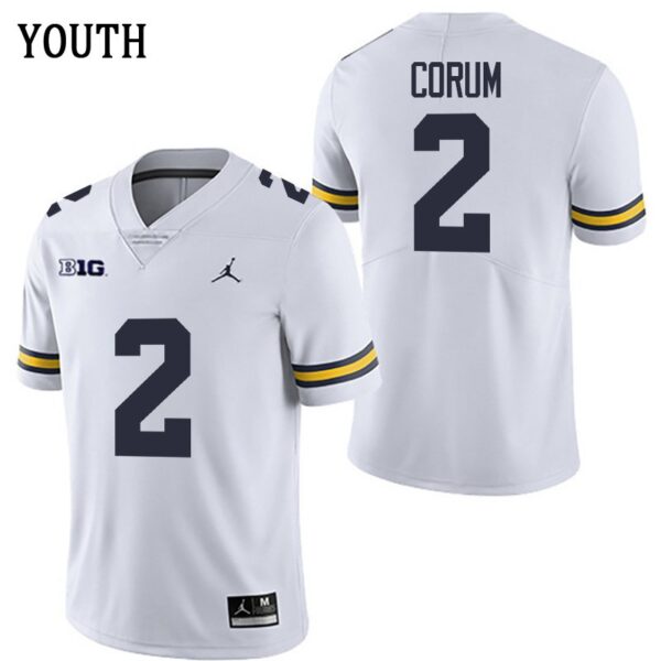 Michigan Wolverines 2 Blake Corum White Stitched Youth Jersey