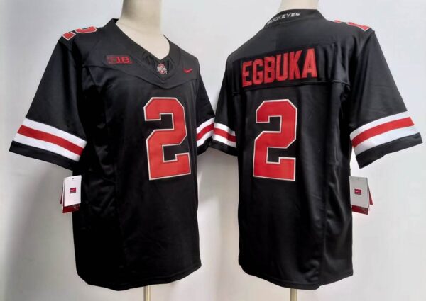 Men's Ohio State Buckeyes #2 emeka egbuka Blackout Stitched Jersey