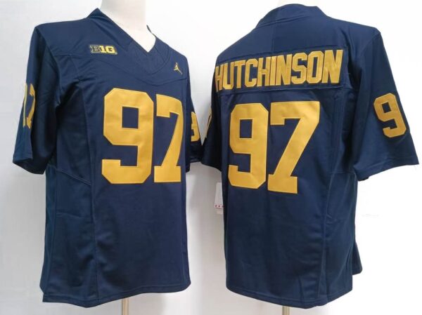 Michigan Wolverines 97 Aidan Hutchinson Navy 2023 Stitched Jersey