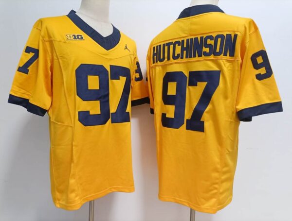 Michigan Wolverines 97 Aidan Hutchinson Yellow 2023 Stitched Jersey