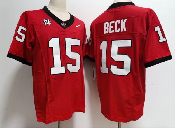 Georgia Bulldogs #15 Carson Beck Red 2023 Stitched jersey