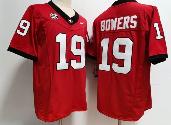 Georgia Bulldogs #19 Brock Bowers Red 2023 Stitched jersey