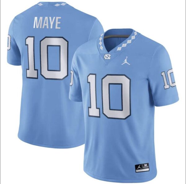 Men's North Carolina Tar Heels 10# Drake Maye blue Stitched Jersey