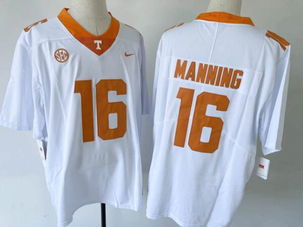 Men’s Tennessee Volunteers #16 Peyton Manning Stitched Jersey White