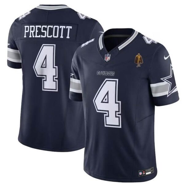 Cowboys 4 Dak Prescott Blue 2023 F.U.S.E Stitched Men Jersey walter payton patch