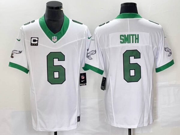 Eagles 6 DeVonta Smith White 2023 F.U.S.E Stitched Men Jersey with C patch