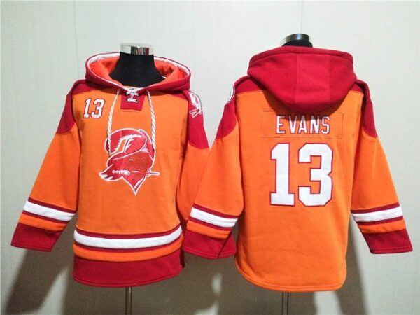 Buccaneers 13 Mike Evans Orange Red Ageless Lace-Up Pullover Hoodie