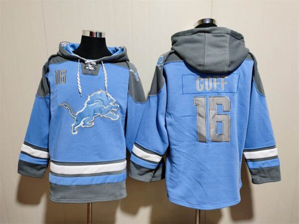 Lions 16 Jared Goff Blue hoodie Sweatshirt