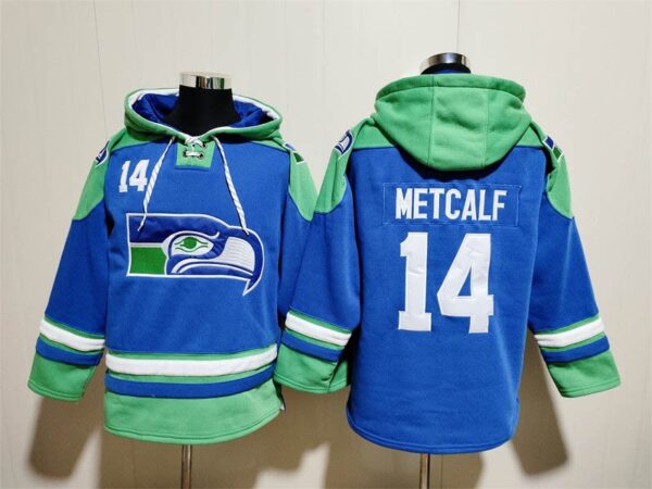 Seahawks 14 DK Metcalf Blue Hoodie Sweatshirt