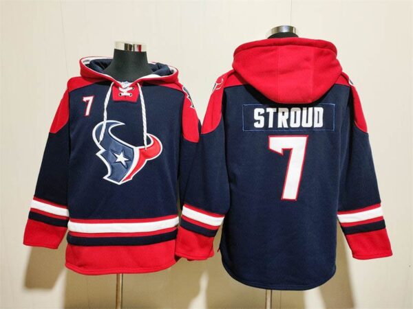 Texans 7 C.J. Stroud Blue Red Hoodie Sweatshirt