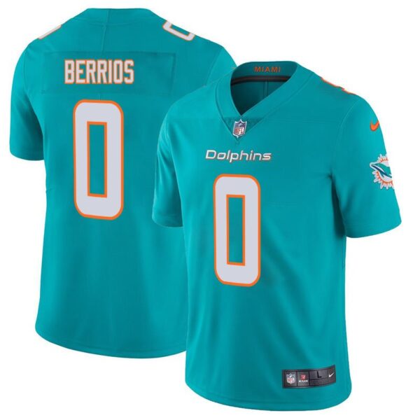 Men's Dolphins 0 Braxton Berrios Aqua Stitched Limited Jersey