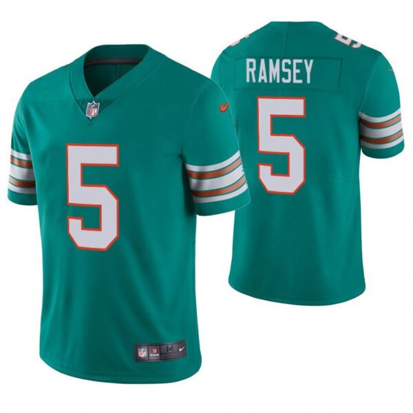 Men's Dolphins 5 Jalen Ramsey Aqua Throwback Stitched Limited Jersey