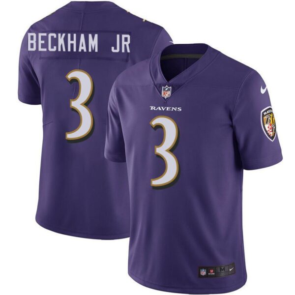 Men's Ravens 3 Odell Beckham Jr. Purple Stitched Limited Jersey