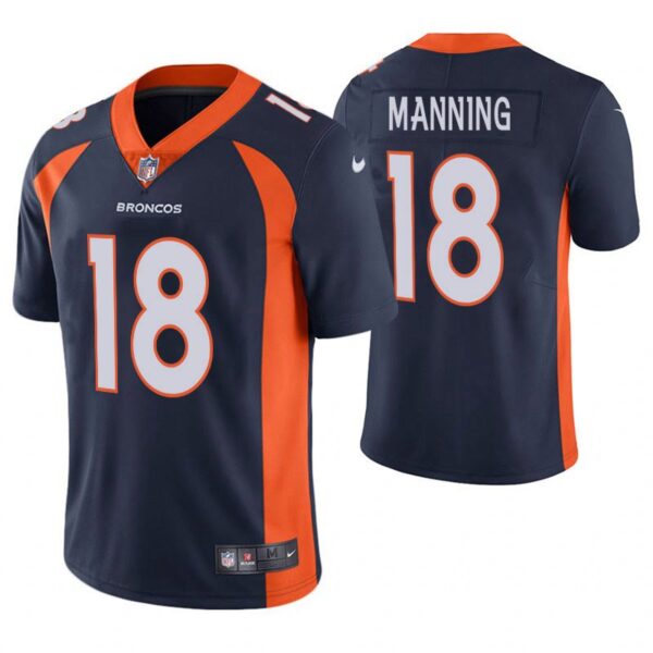 Men's Broncos 18 Peyton Manning Navy Stitched Limited Jersey