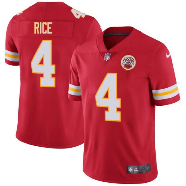 Men's Chiefs 4 Rashee Rice Red Stitched Limited Jersey
