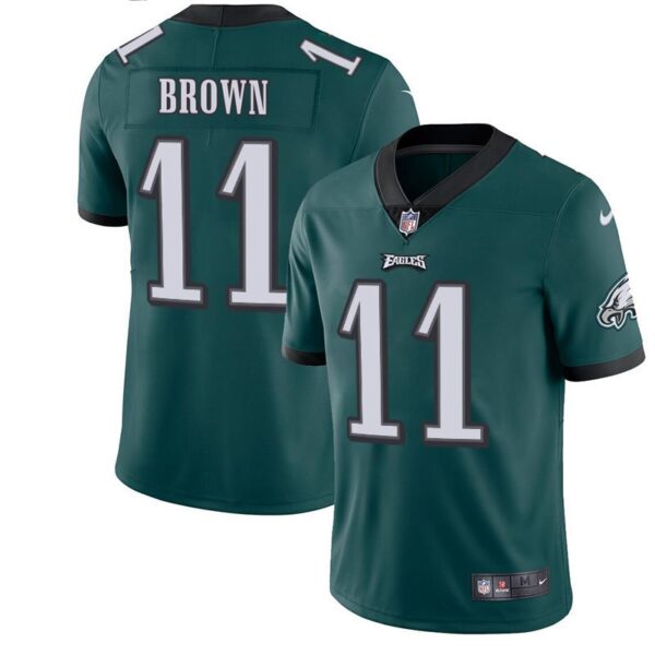 Men's Eagles 11 A.J. Brown Midnight Green Stitched Limited Jersey