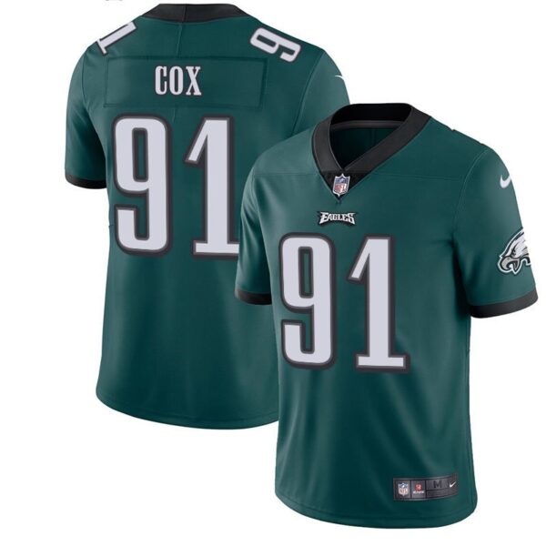 Men's Eagles 91 Fletcher Cox Midnight Green Stitched Limited Jersey