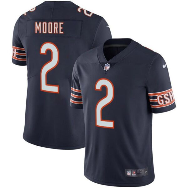 Men's Bears 2 D.J. Moore Navy Stitched Limited Jersey