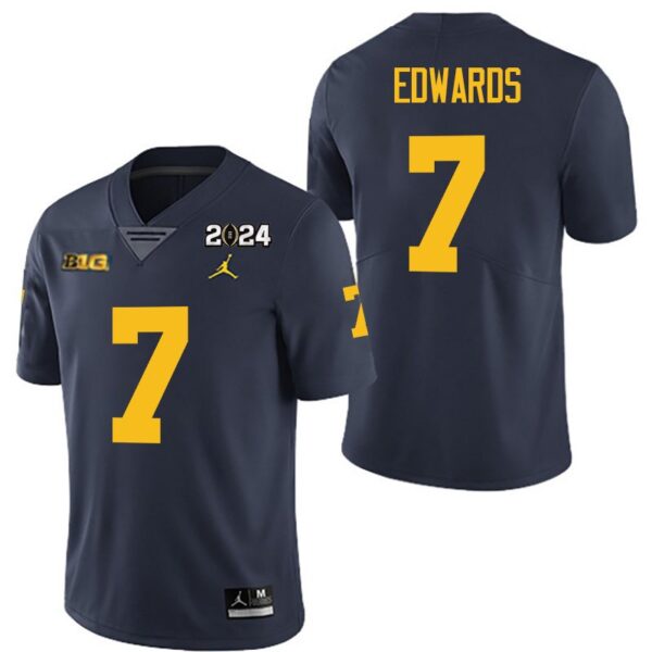 Michigan Wolverines 7 Donovan Edwards Navy 2024 College Championship Men Jersey