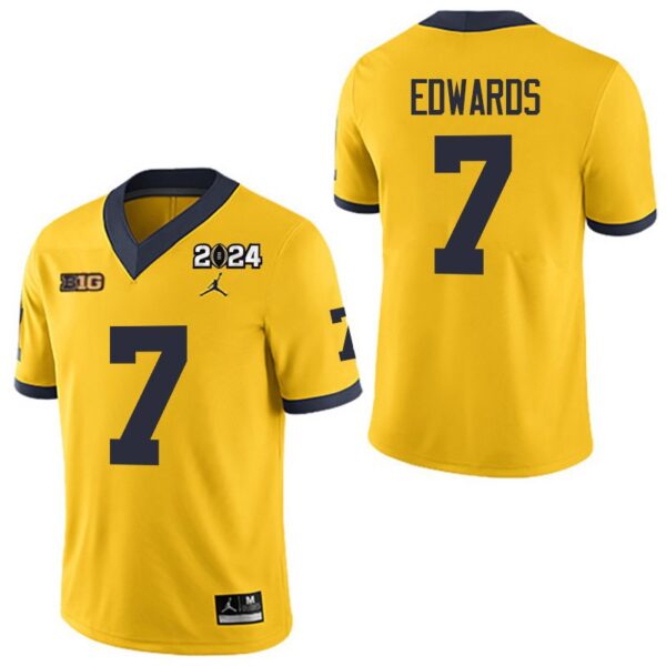 Michigan Wolverines 7 Donovan Edwards Yellow 2024 College Championship Men Jersey