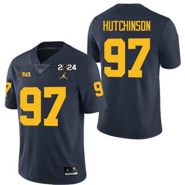 Michigan Wolverines 97 Aidan Hutchinson Navy 2024 College Championship Men Jersey