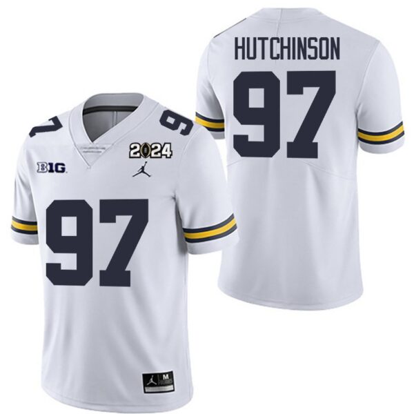 Michigan Wolverines 97 Aidan Hutchinson White 2024 College Championship Men Jersey