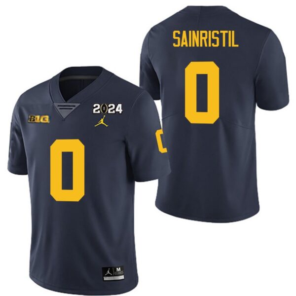 Michigan Wolverines 0 Mike Sainristil Navy 2024 College Championship Men Jersey