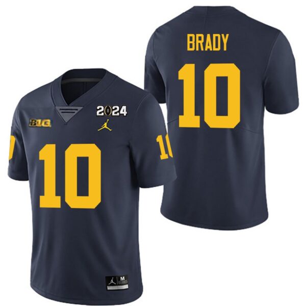 Michigan Wolverines 10 Tom Brady Navy 2024 College Championship Men Jersey