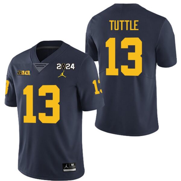 Michigan Wolverines 13 Jack Tuttle Navy 2024 College Championship Men Jersey