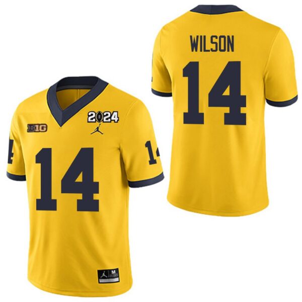 Michigan Wolverines 14 Roman Wilson Yellow 2024 College Championship Men Jersey